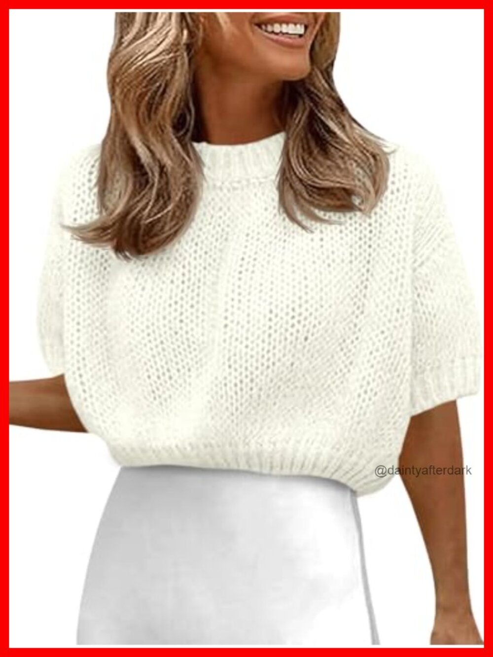 Puff Short Sleeve Cropped Sweater Knit Pullover Women's Summer Top